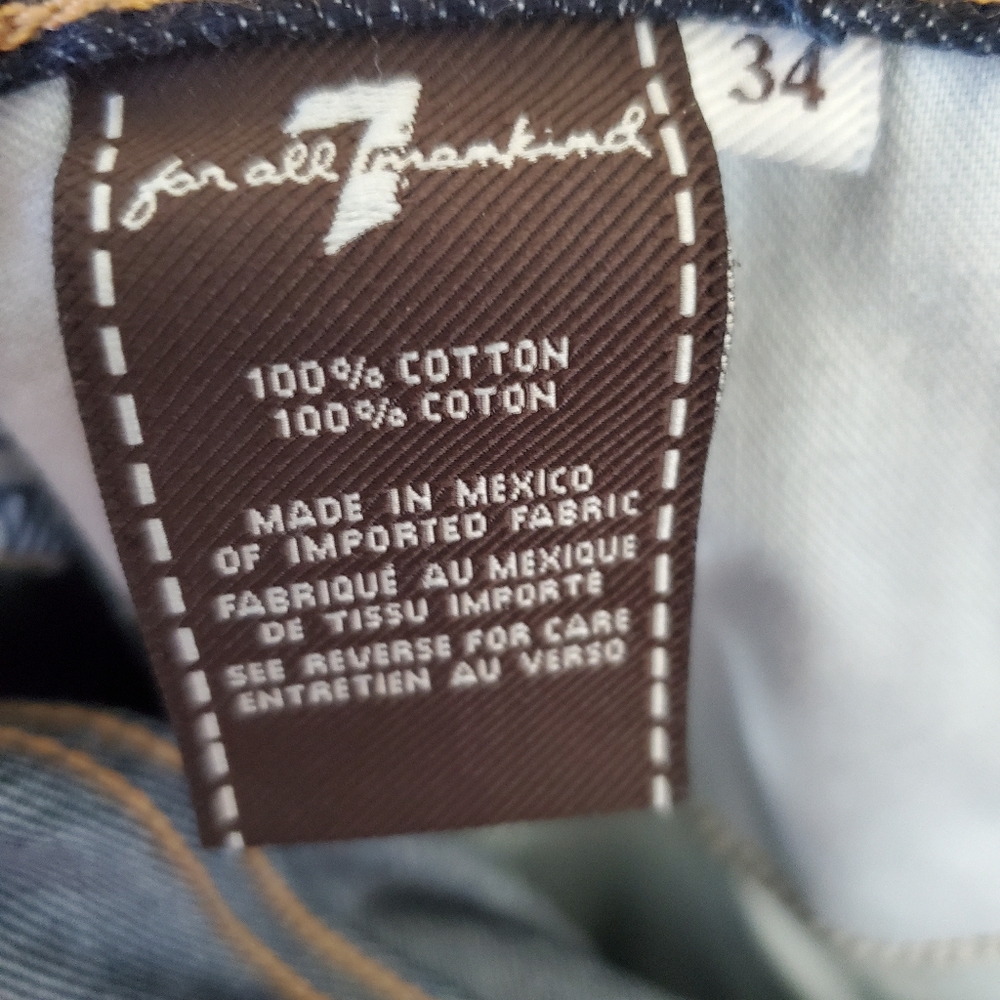 7 For All Mankind Rhigby Dark Wash Cotton Denim Jeans Men's Size 34 x 29 - Picture 4 of 7